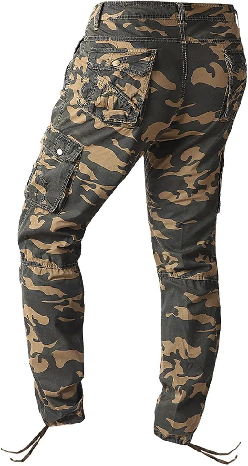 Mens Camo Work Pants Military Army Combat Cargo Pants with Multi Pockets Lightweight Classic Tactical Pants Trousers