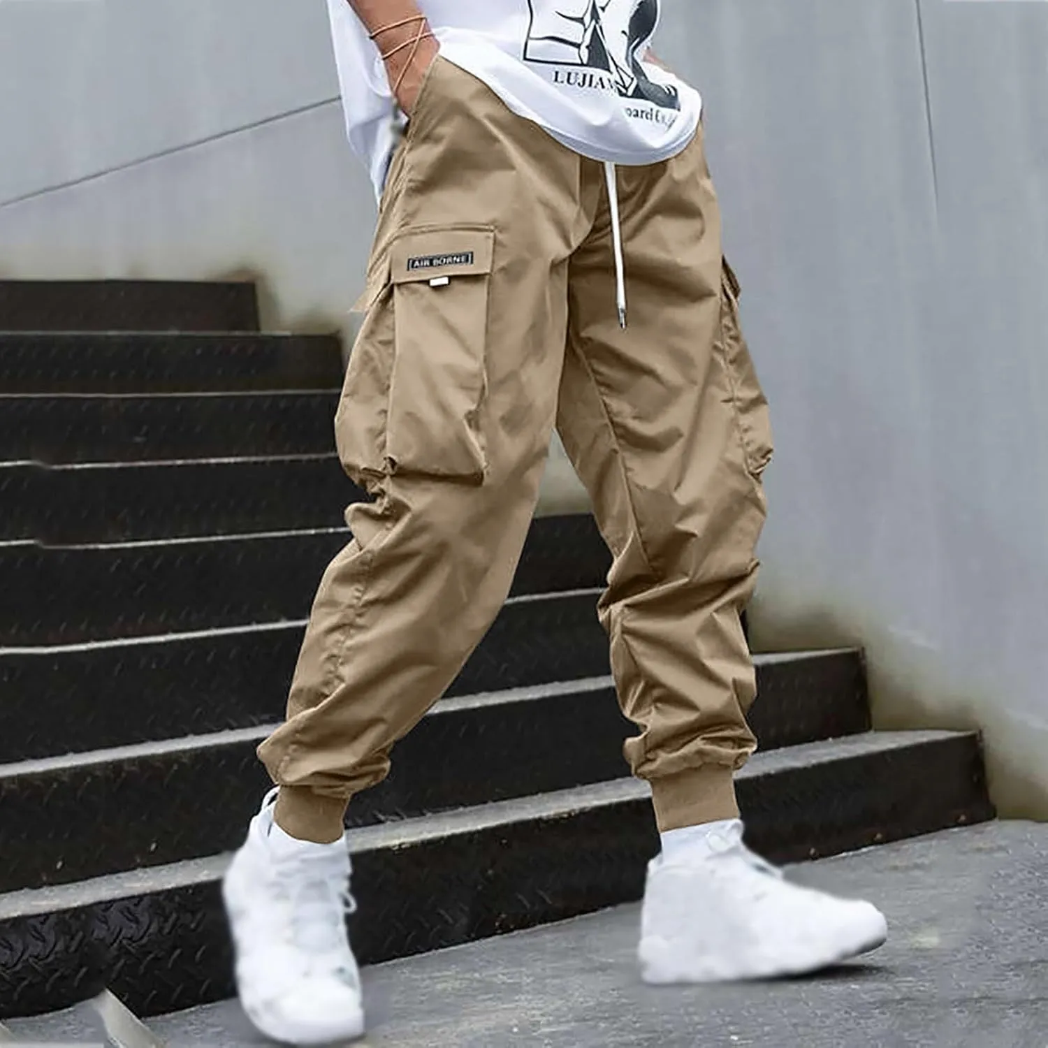 Men's Cargo Joggers Pants Casual Lightweight Trousers Relaxed Fit Sport Hiking Joggers Pant Outdoor Sweatpants