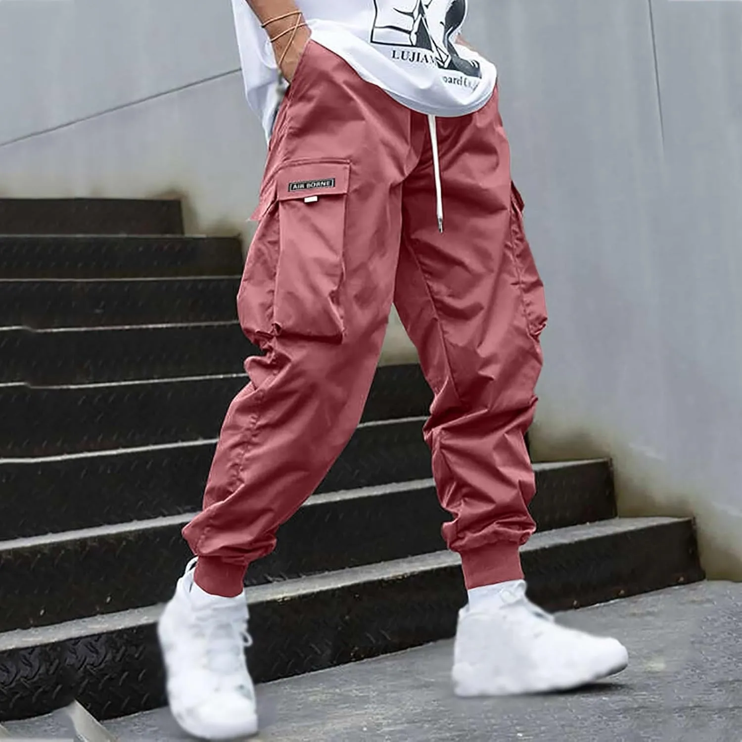 Men's Cargo Joggers Pants Casual Lightweight Trousers Relaxed Fit Sport Hiking Joggers Pant Outdoor Sweatpants