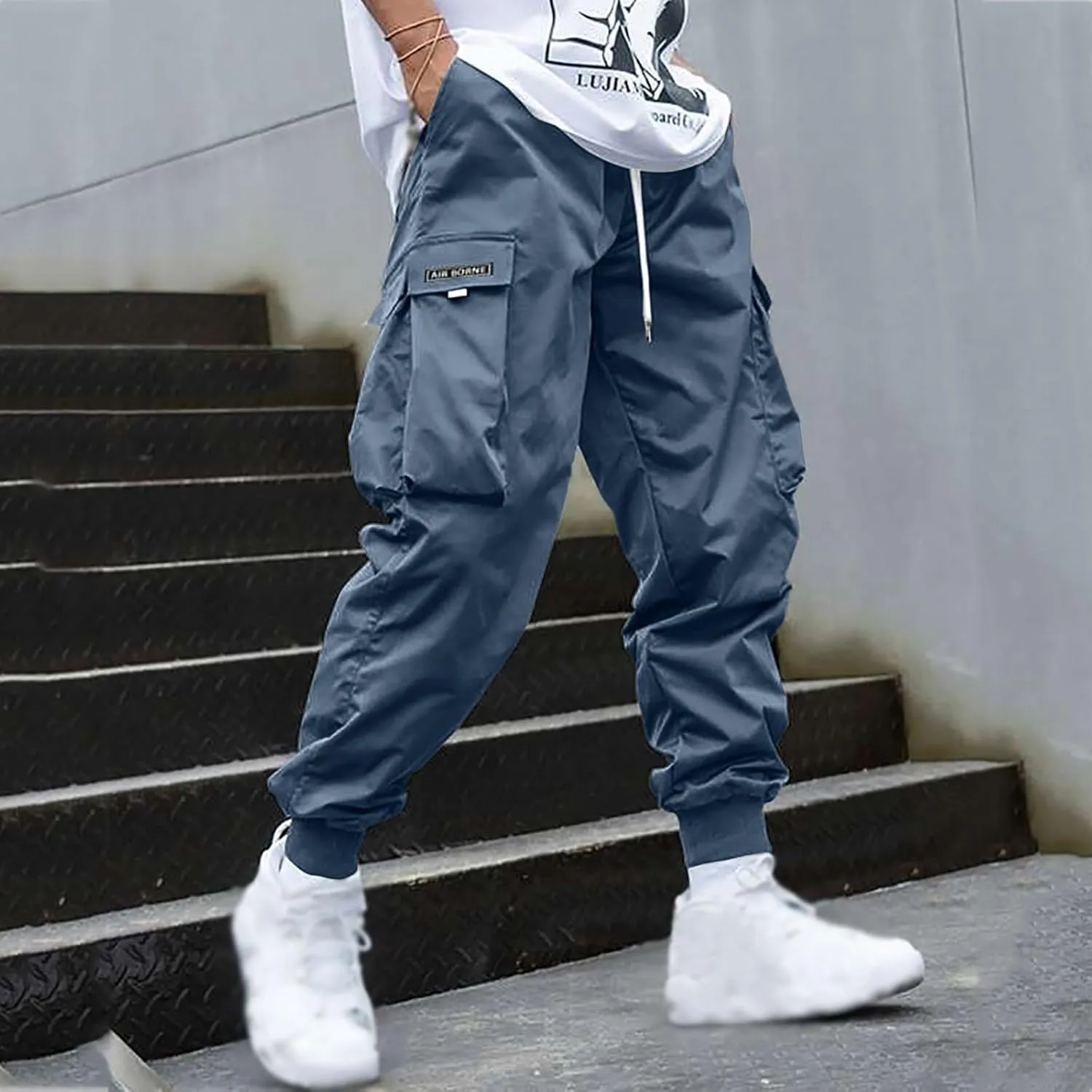 Men's Cargo Joggers Pants Casual Lightweight Trousers Relaxed Fit Sport Hiking Joggers Pant Outdoor Sweatpants