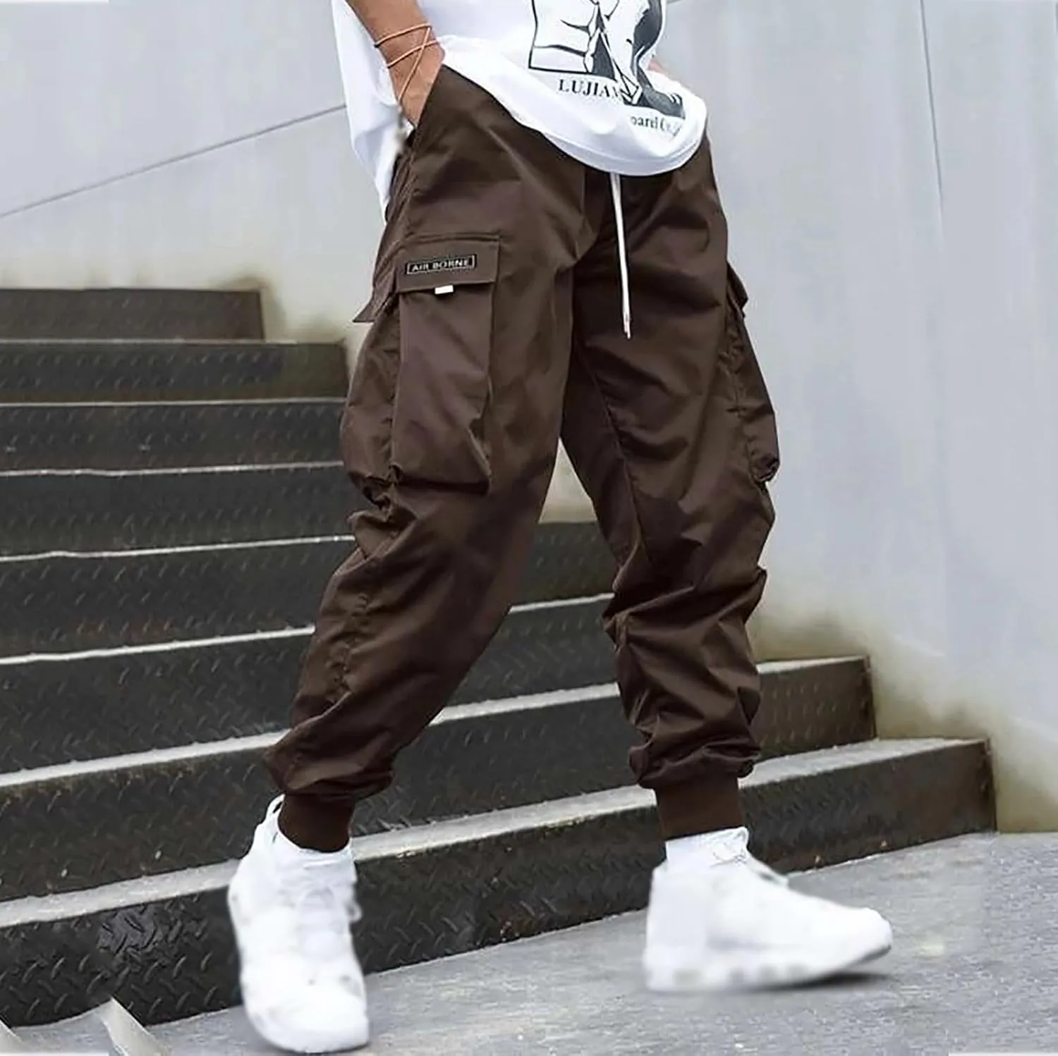 Men's Cargo Joggers Pants Casual Lightweight Trousers Relaxed Fit Sport Hiking Joggers Pant Outdoor Sweatpants
