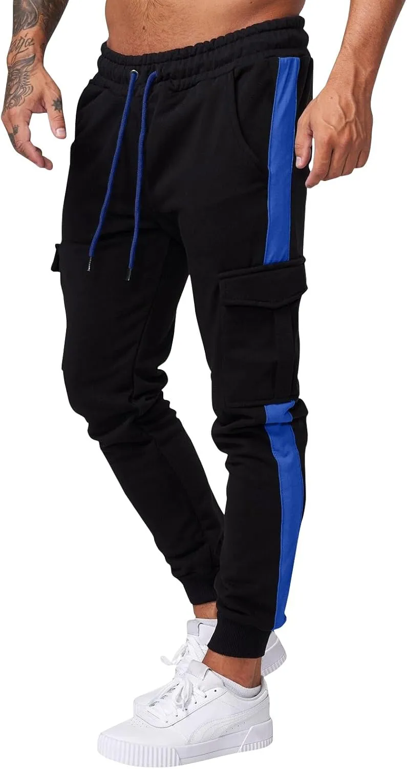 Men's Casual Cargo Pants Workout Joggers Stretch Sweatpants Hiking Drawstring Workout Athletic Pants with Pockets