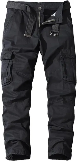 Men's Classic Military Cargo Pants Outdoor Hiking Combat Sweatpants Rip Stop Flat Front Trousers with Multi Pockets