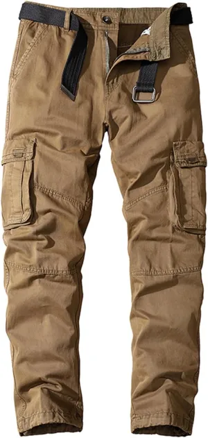 Men's Classic Military Cargo Pants Outdoor Hiking Combat Sweatpants Rip Stop Flat Front Trousers with Multi Pockets