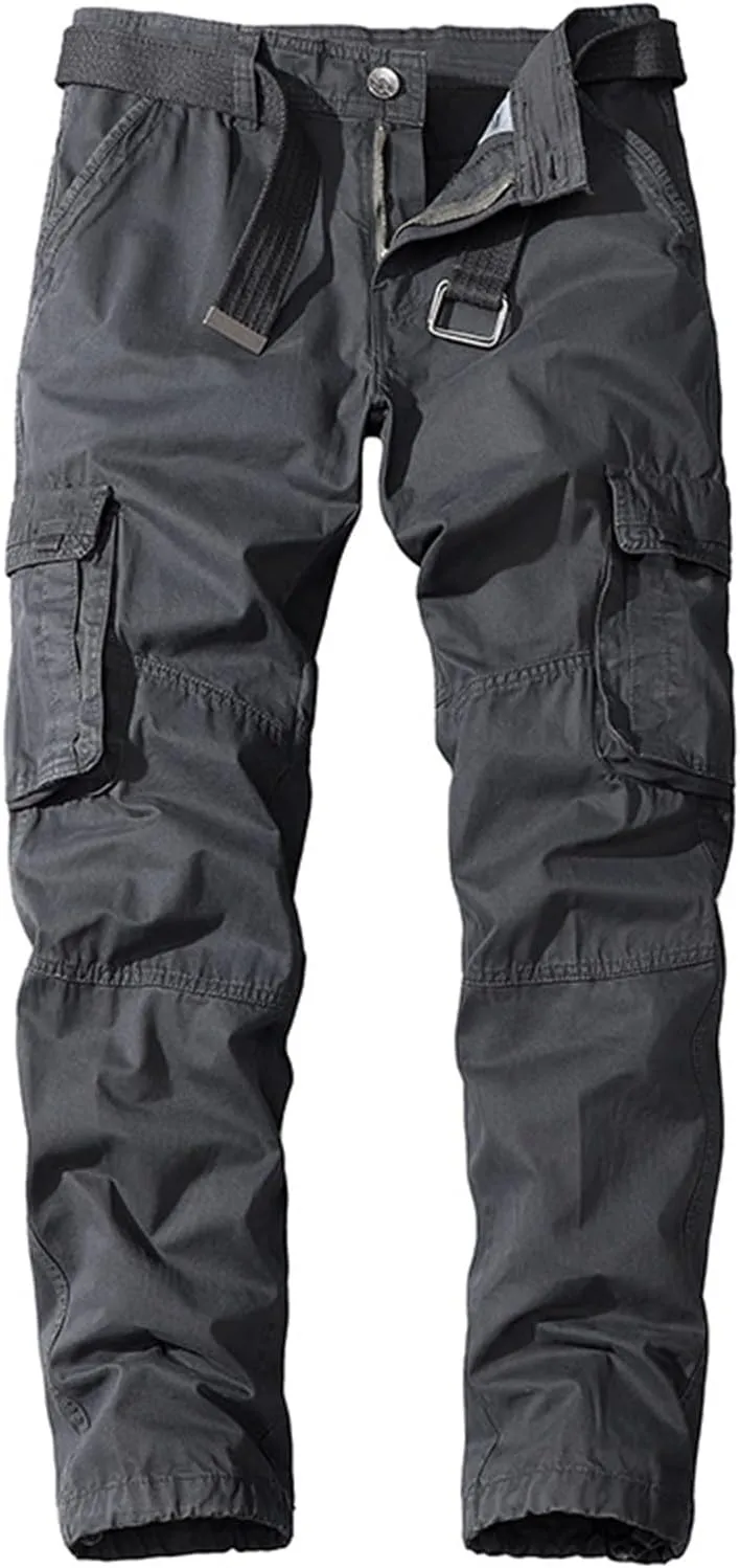 Men's Classic Military Cargo Pants Outdoor Hiking Combat Sweatpants Rip Stop Flat Front Trousers with Multi Pockets
