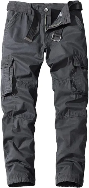 Men's Classic Military Cargo Pants Outdoor Hiking Combat Sweatpants Rip Stop Flat Front Trousers with Multi Pockets