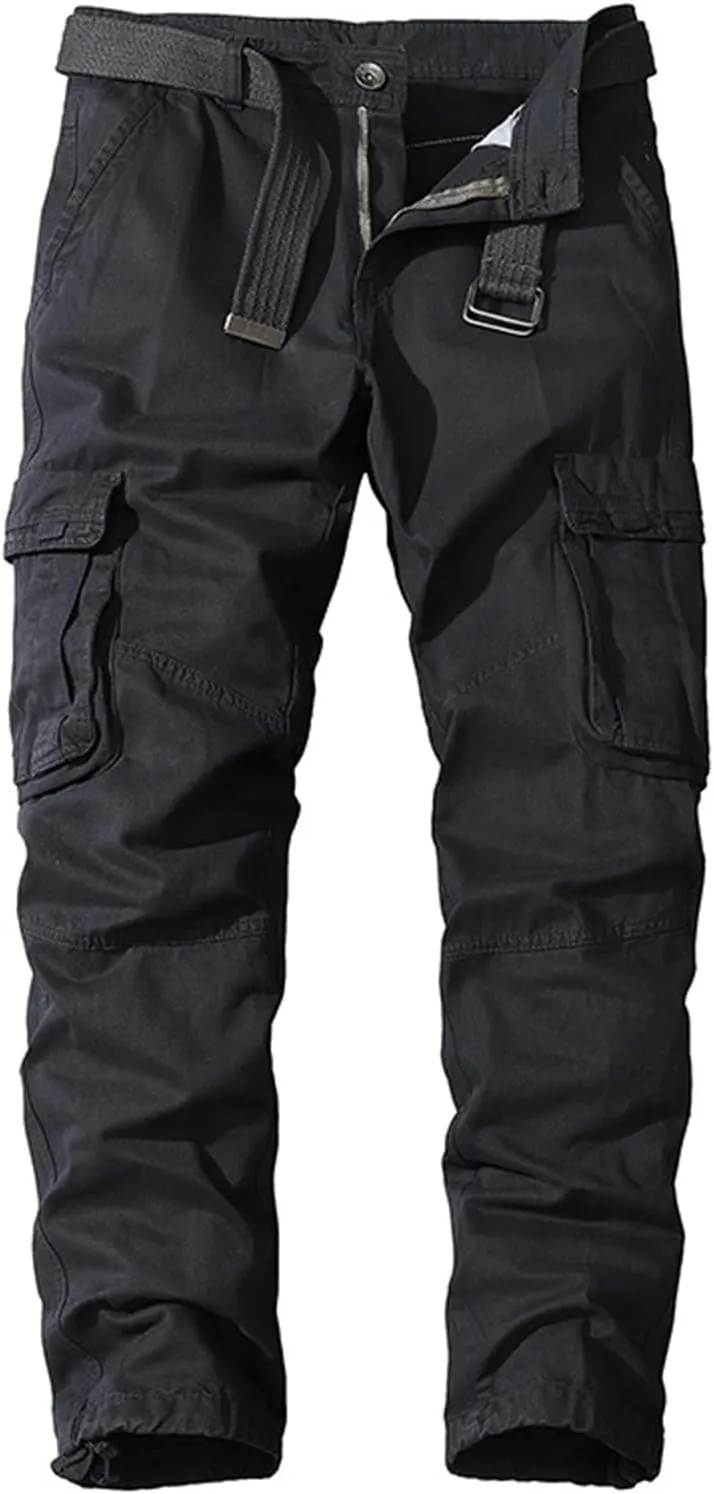 Men's Classic Military Cargo Pants Outdoor Hiking Combat Sweatpants Rip Stop Flat Front Trousers with Multi Pockets