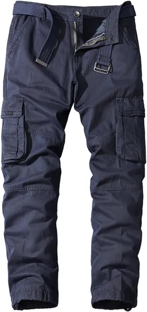Men's Classic Military Cargo Pants Outdoor Hiking Combat Sweatpants Rip Stop Flat Front Trousers with Multi Pockets