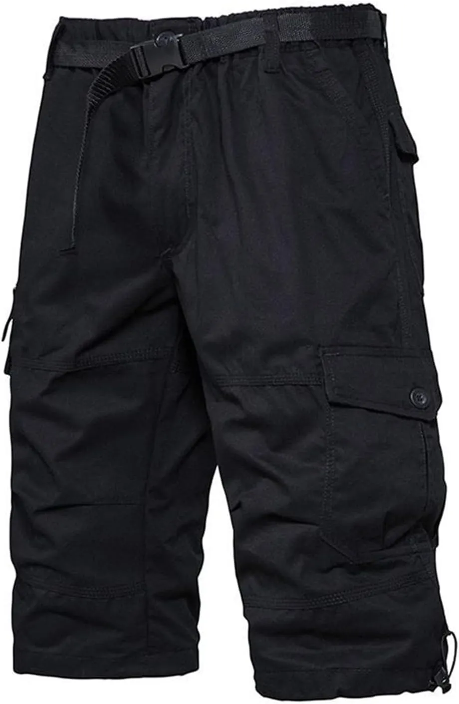 Mens Cropped Cargo Joggers Lightweight Tactical Pant Hiking Jogger Classic Fit Multi Pockets Solid Workwear