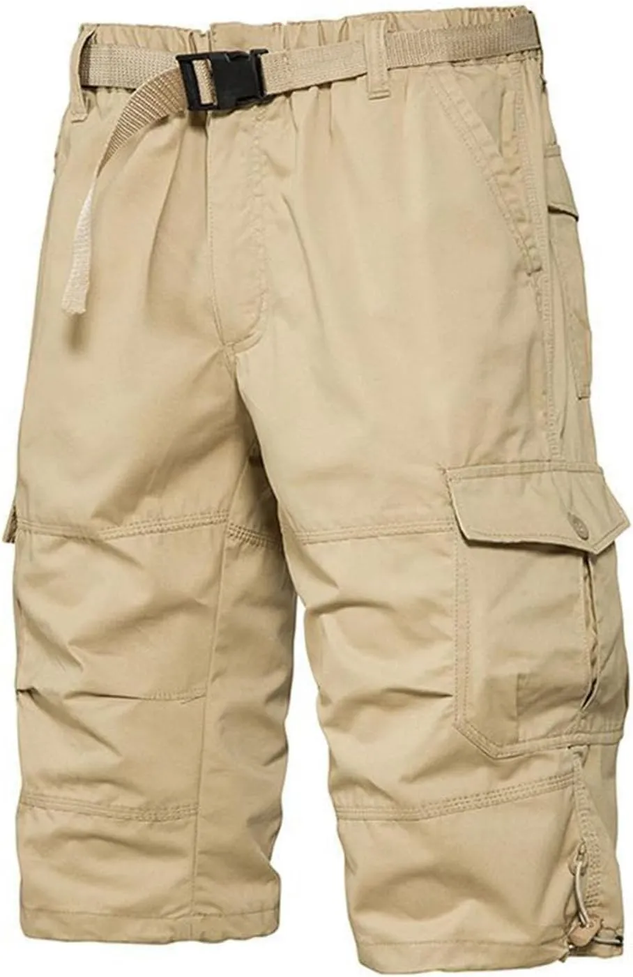 Mens Cropped Cargo Joggers Lightweight Tactical Pant Hiking Jogger Classic Fit Multi Pockets Solid Workwear