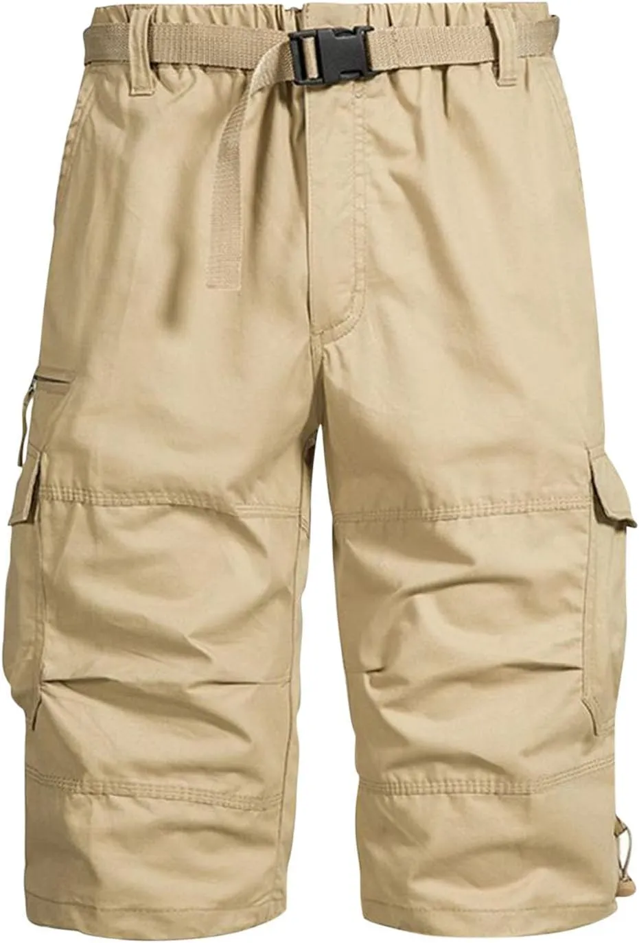 Mens Cropped Cargo Joggers Lightweight Tactical Pant Hiking Jogger Classic Fit Multi Pockets Solid Workwear