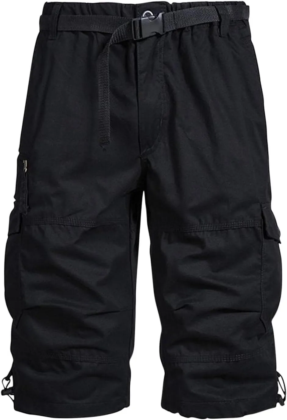 Mens Cropped Cargo Joggers Lightweight Tactical Pant Hiking Jogger Classic Fit Multi Pockets Solid Workwear