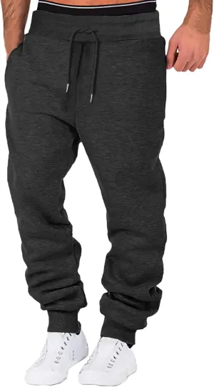 Mens Fleece Joggers Pants Elastic Waist Ultra-Soft Warm Fleece Lined Running Athletic Sweatpants Winter Thermal Pants