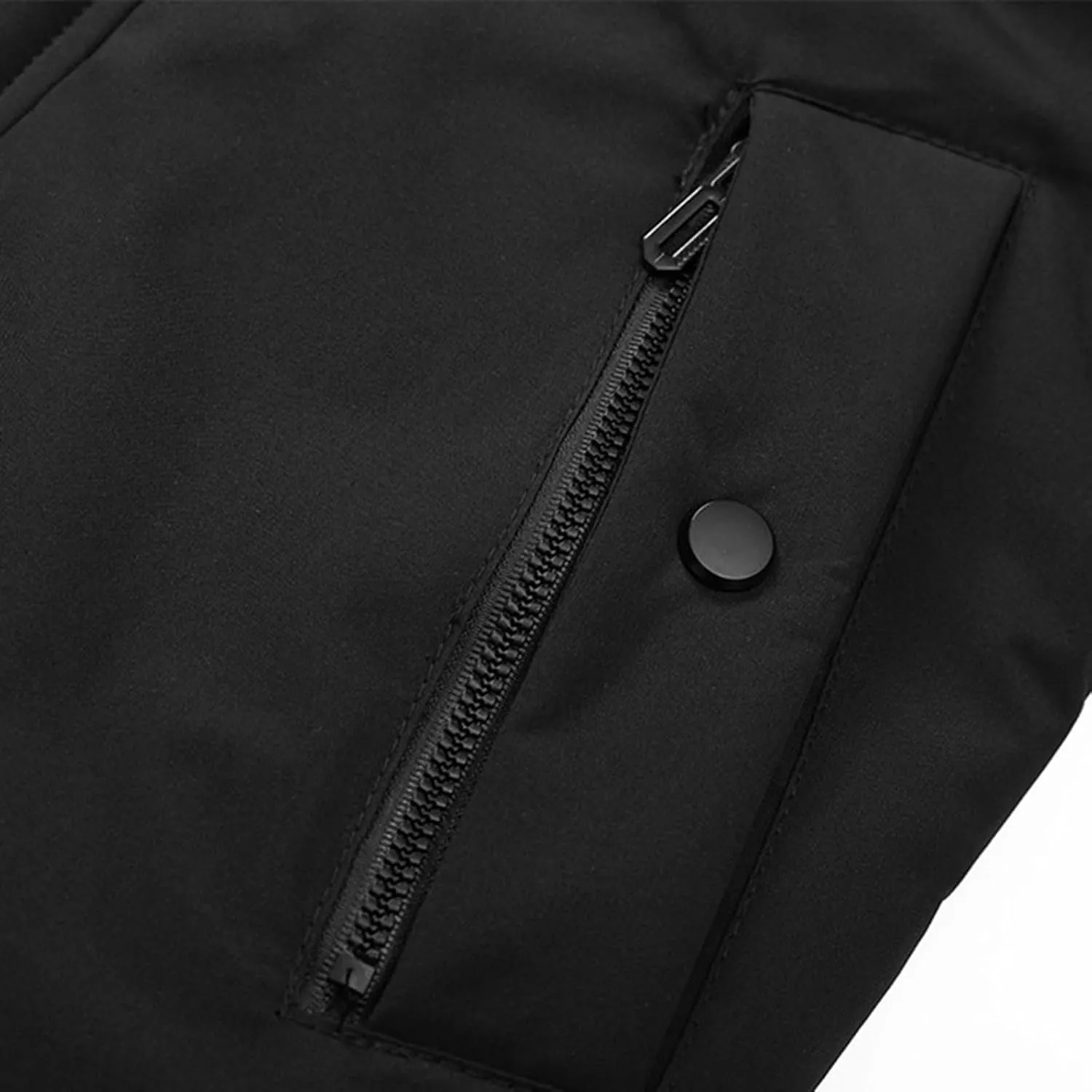 Mens Fleece Lined Puffer Jacket Windbreaker Parka Plus Size Down Coat Warm Winter Coats with Detachable Hood