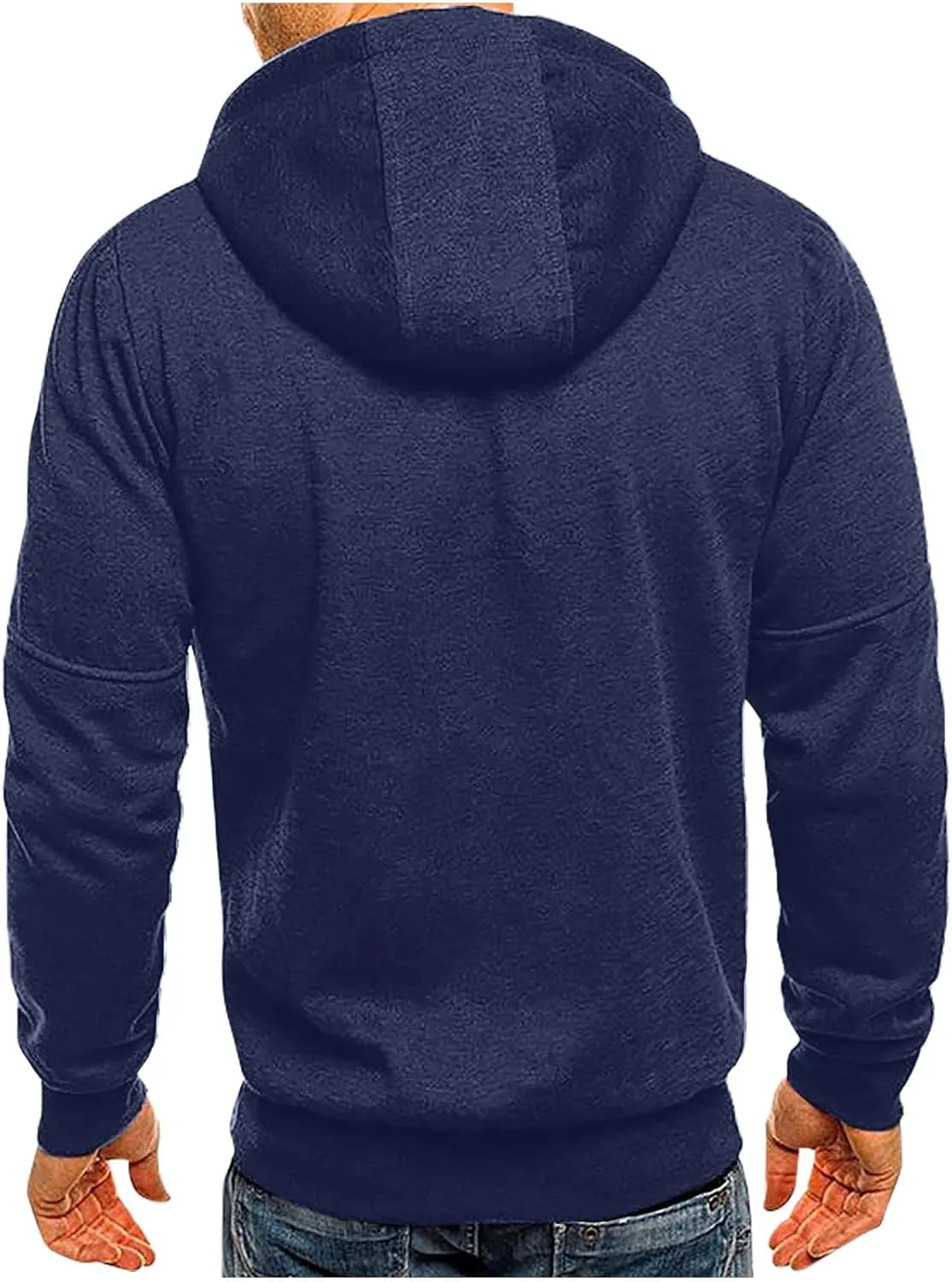 Mens Full Zip Up Hoodies Casual Heavyweight Fleece Pullover Hoodie Athletic Workout Hooded Sweatshirt with Zip Pocket