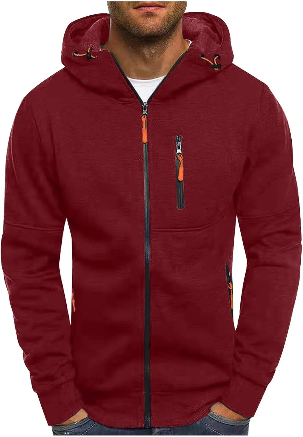 Mens Full Zip Up Hoodies Casual Heavyweight Fleece Pullover Hoodie Athletic Workout Hooded Sweatshirt with Zip Pocket