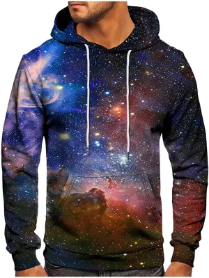 Mens Graphic Hoodies Oversized Lightweight Loose Tie Dye Printed Hooded Casual Fashion Sports Sweatshirt Fleece