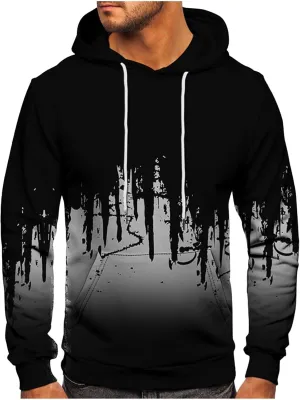 Mens Graphic Hoodies Oversized Lightweight Loose Tie Dye Printed Hooded Casual Fashion Sports Sweatshirt Fleece