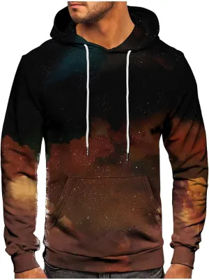 Mens Graphic Hoodies Oversized Lightweight Loose Tie Dye Printed Hooded Casual Fashion Sports Sweatshirt Fleece