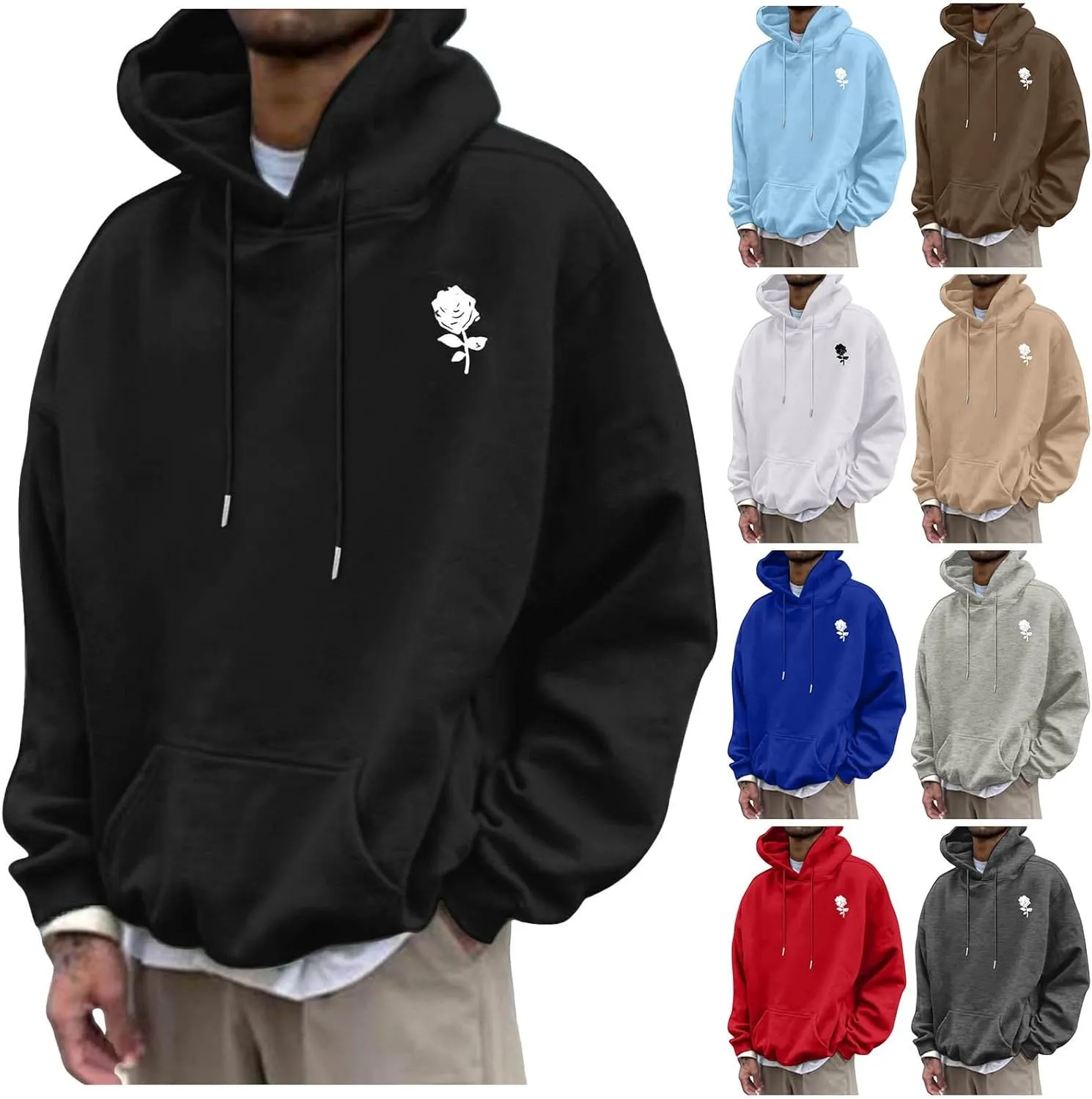 Men's Graphic Print Long Sleeve Mens Graphic Oversized Hoodie Print Streetwear Casual Hoodies y2k Hooded Sweatshir