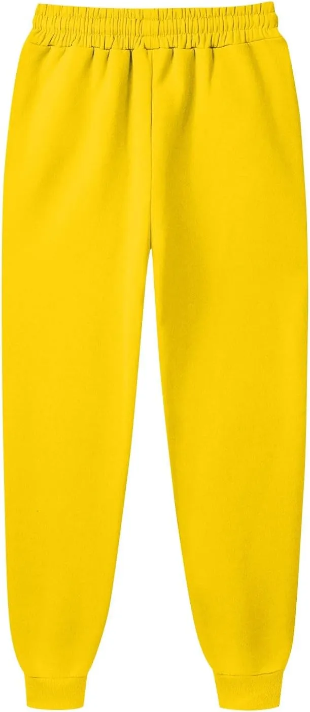 Mens Jogging Pants Baggy Casual Solid Color Sweatpants Stretch Elastic Waist Drawstring Sport Pants with Pockets