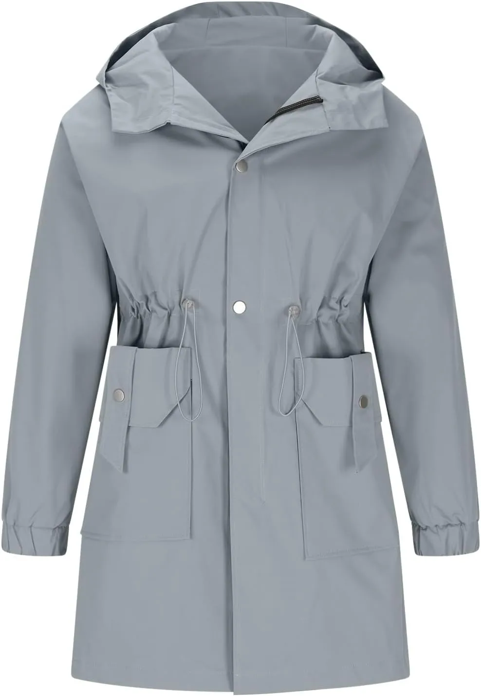 Men's Loose Fit Utility Coat Workwear Long Sleeved Hooded Jacket Waterproof Winter Jacket with Multiple Pockets
