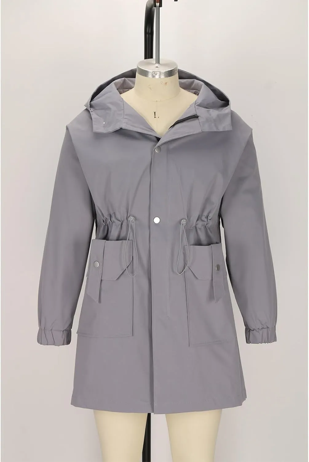 Men's Loose Fit Utility Coat Workwear Long Sleeved Hooded Jacket Waterproof Winter Jacket with Multiple Pockets