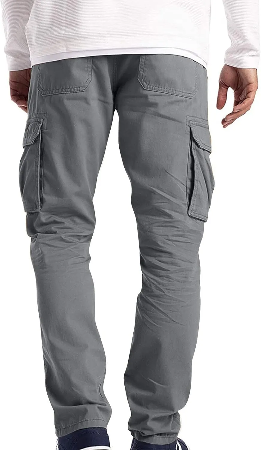 Men's Military Cargo Pants Solid Color Combat Pant Regular Fit Straight Leg Sweatpant Outdoor Stretch Golf Sweatpants
