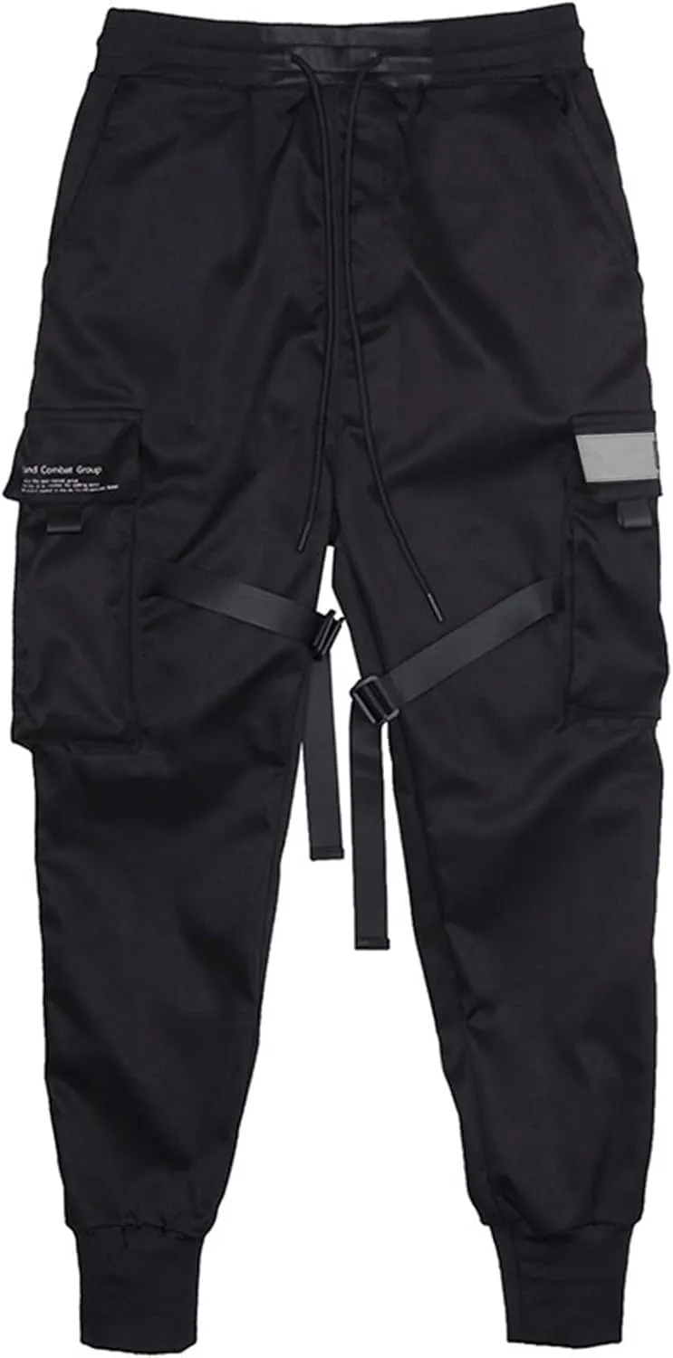 Men's Overalls Elastic Waist Drawstring Multi Pocket Casual Pants Hiking Pants Cotton Twill Sport Pant