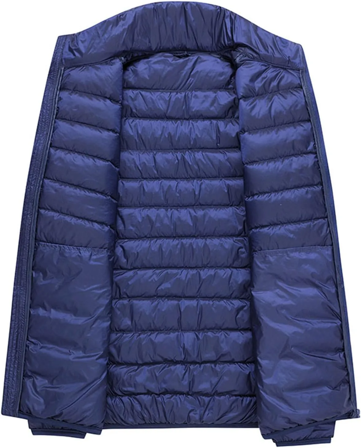 Mens Puffer Jacket Lightweight Packable Down Coat Stand Collar Quilted Jacket Casual Zip up Jacket Warm Winter Outwear