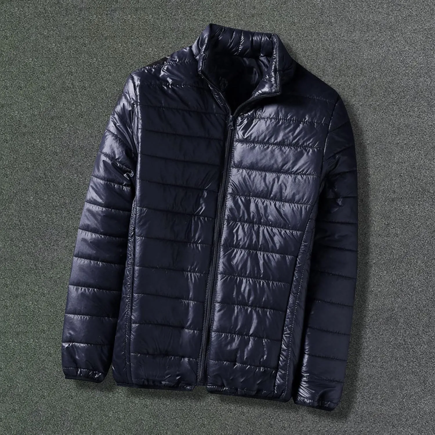 Men's Puffer Jacket Lightweight Packable Down Coat Zip up Padded Coat Quilted Insulated Jacket Casual Winter Jacket