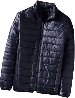 Men's Puffer Jacket Lightweight Packable Down Coat Zip up Padded Coat Quilted Insulated Jacket Casual Winter Jacket