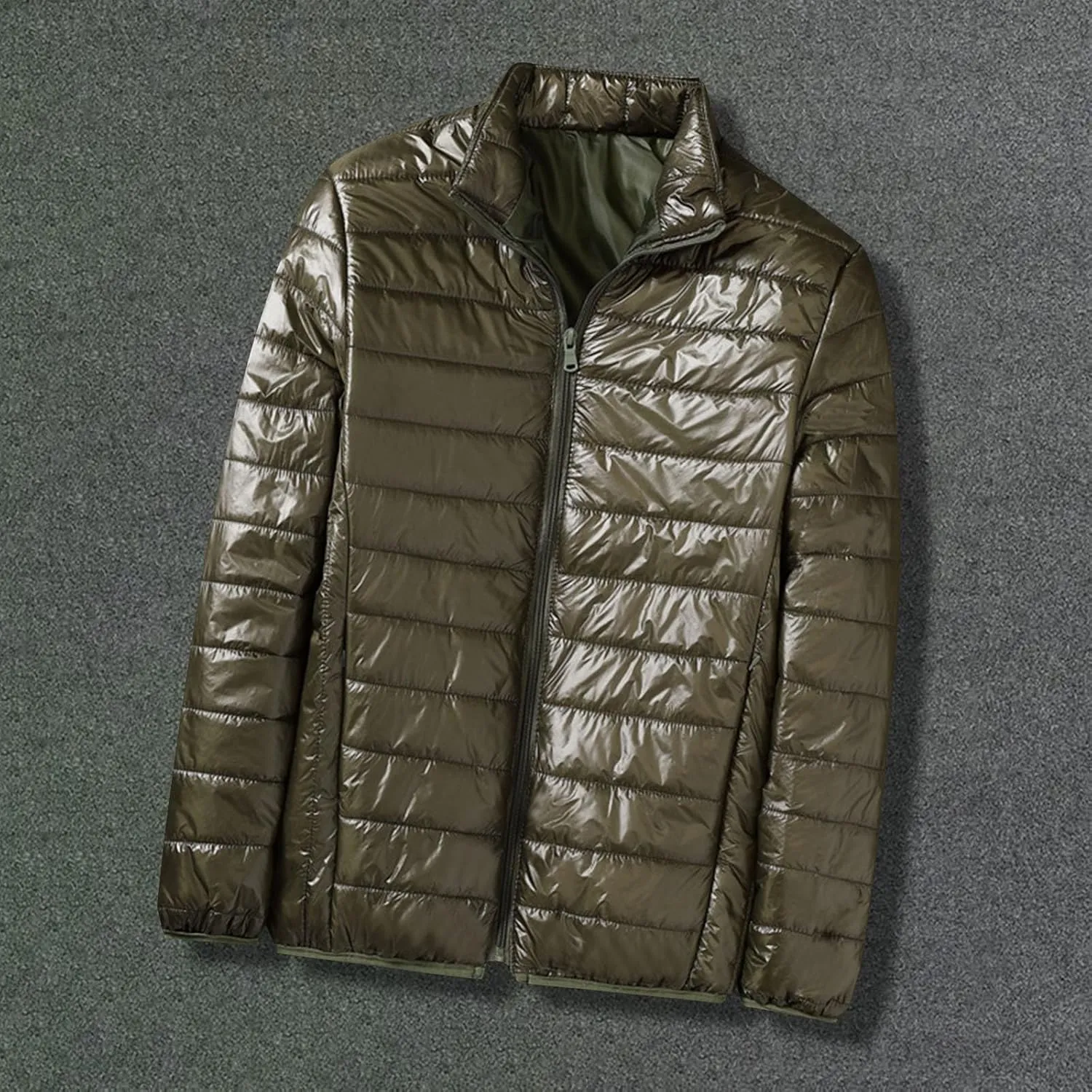 Men's Puffer Jacket Lightweight Packable Down Coat Zip up Padded Coat Quilted Insulated Jacket Casual Winter Jacket
