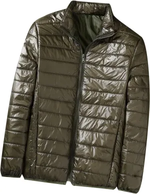 Men's Puffer Jacket Lightweight Packable Down Coat Zip up Padded Coat Quilted Insulated Jacket Casual Winter Jacket