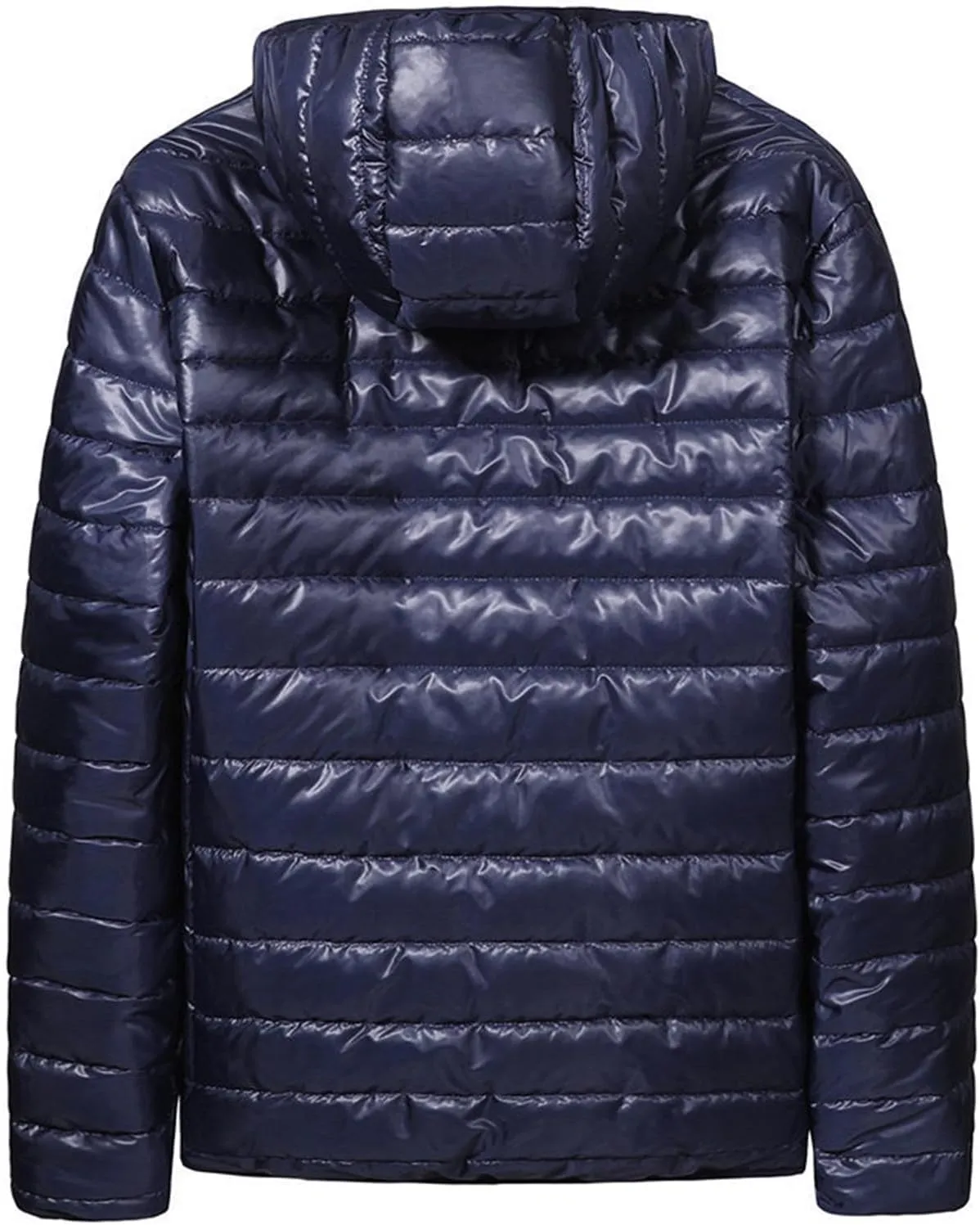 Men's Puffer Jacket Lightweight Packable Down Coat Zip up Quilted Hooded Jacket Warm Padded Jackets Thermal Winter Coat