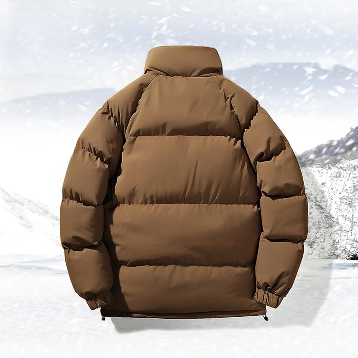 Mens Puffer Jacket Stand Collar Quilted Coat Lightweight Down Jacket Zip up Padded Coat Warm Winter Outerwear