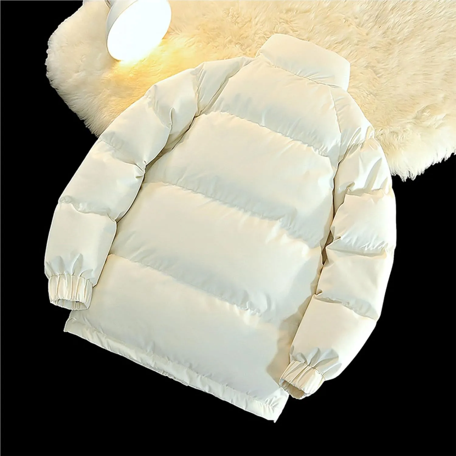 Mens Puffer Jacket Stand Collar Quilted Coat Lightweight Down Jacket Zip up Padded Coat Warm Winter Outerwear