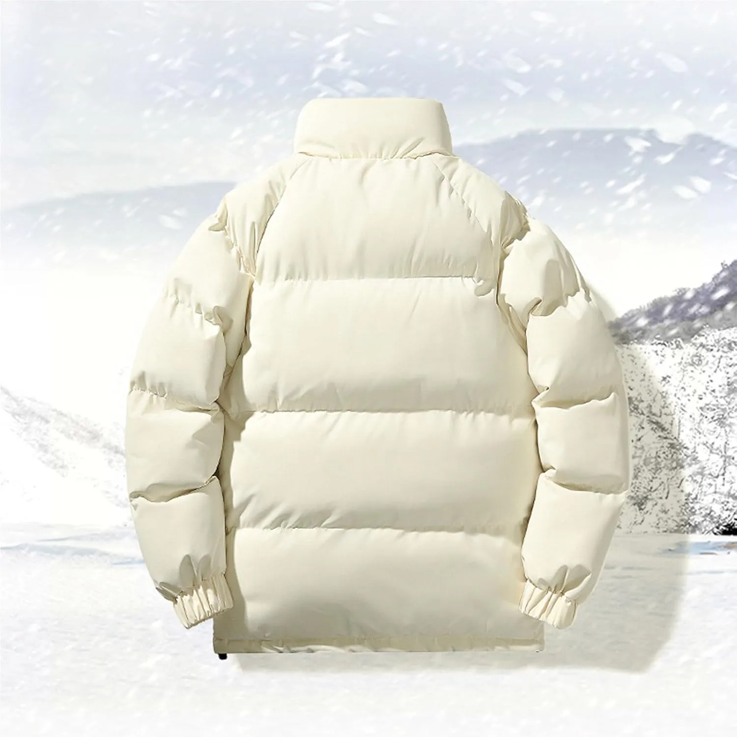 Mens Puffer Jacket Stand Collar Quilted Coat Lightweight Down Jacket Zip up Padded Coat Warm Winter Outerwear