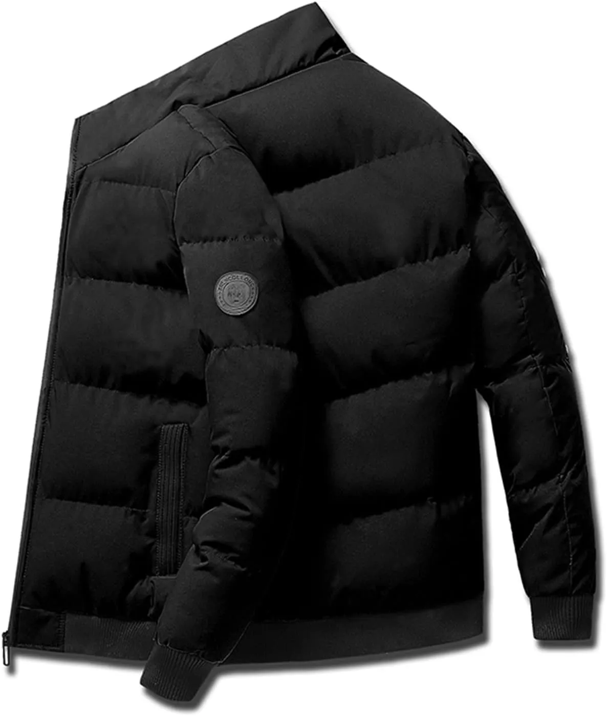 Men's Puffer Jacket Stand Collar Quilted Coat Zip up Insulated Jacket Lightweight Down Coat Warm Winter Padded Jacket