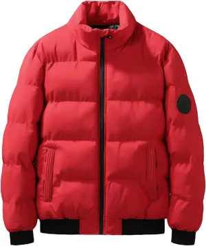Men's Puffer Jacket Stand Collar Quilted Coat Zip up Insulated Jacket Lightweight Down Coat Warm Winter Padded Jacket