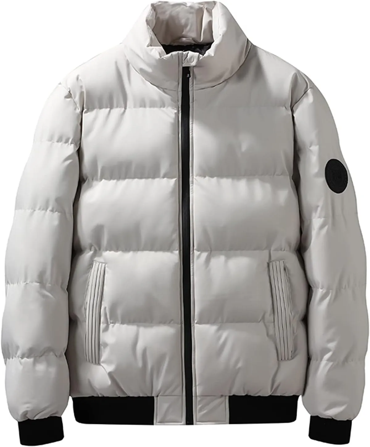 Men's Puffer Jacket Stand Collar Quilted Coat Zip up Insulated Jacket Lightweight Down Coat Warm Winter Padded Jacket