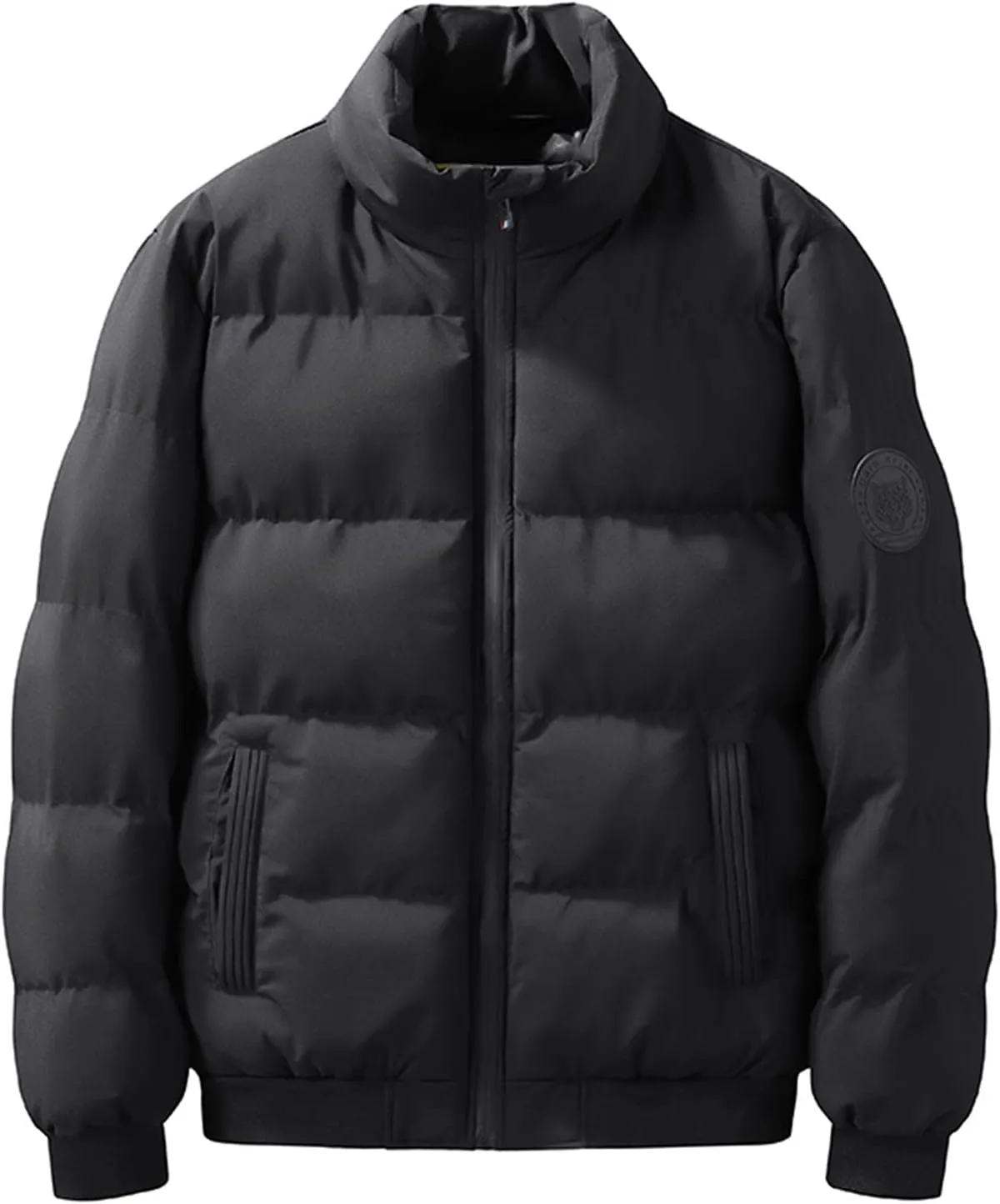 Men's Puffer Jacket Stand Collar Quilted Coat Zip up Insulated Jacket Lightweight Down Coat Warm Winter Padded Jacket
