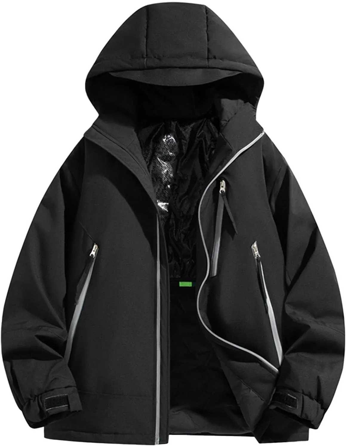Mens Puffer Jacket Windproof Down Coat Quilted Hooded Lightweight Jacket Zip up Padded Coat Warm Winter Outwear