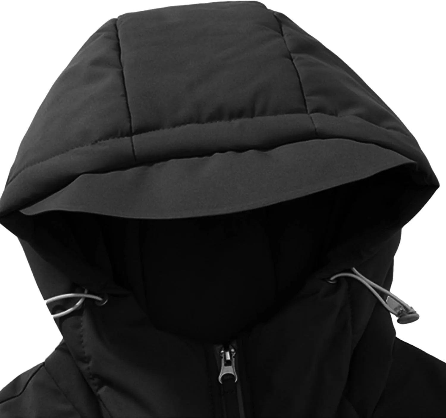 Mens Puffer Jacket Windproof Down Coat Quilted Hooded Lightweight Jacket Zip up Padded Coat Warm Winter Outwear