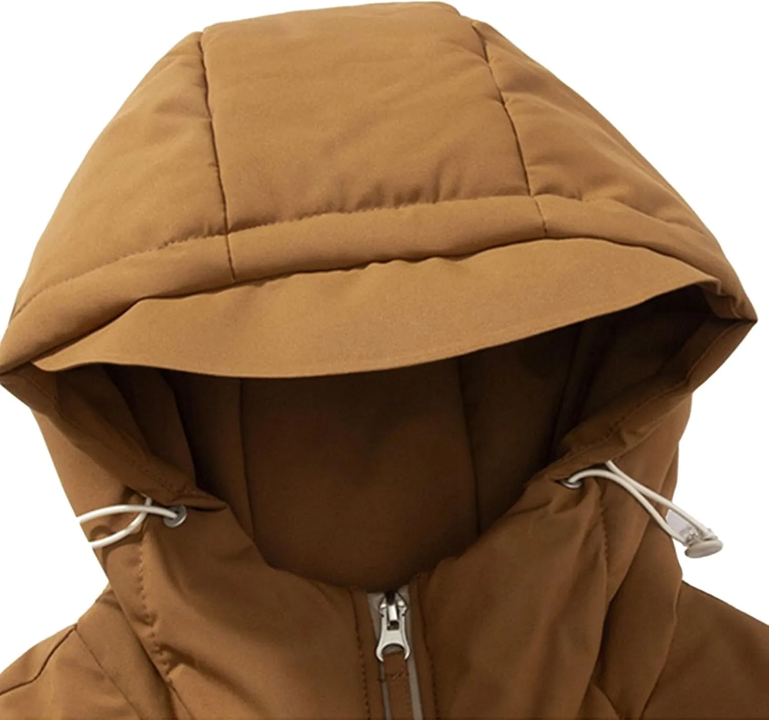 Mens Puffer Jacket Windproof Down Coat Quilted Hooded Lightweight Jacket Zip up Padded Coat Warm Winter Outwear