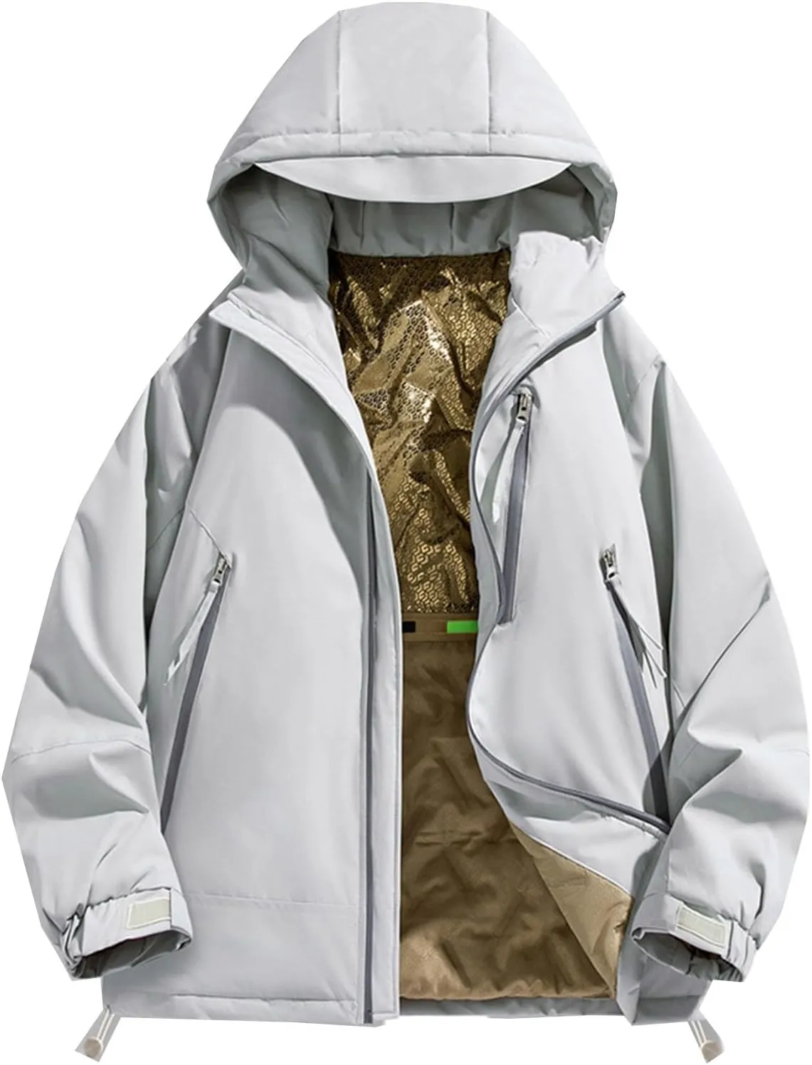 Mens Puffer Jacket Windproof Down Coat Quilted Hooded Lightweight Jacket Zip up Padded Coat Warm Winter Outwear