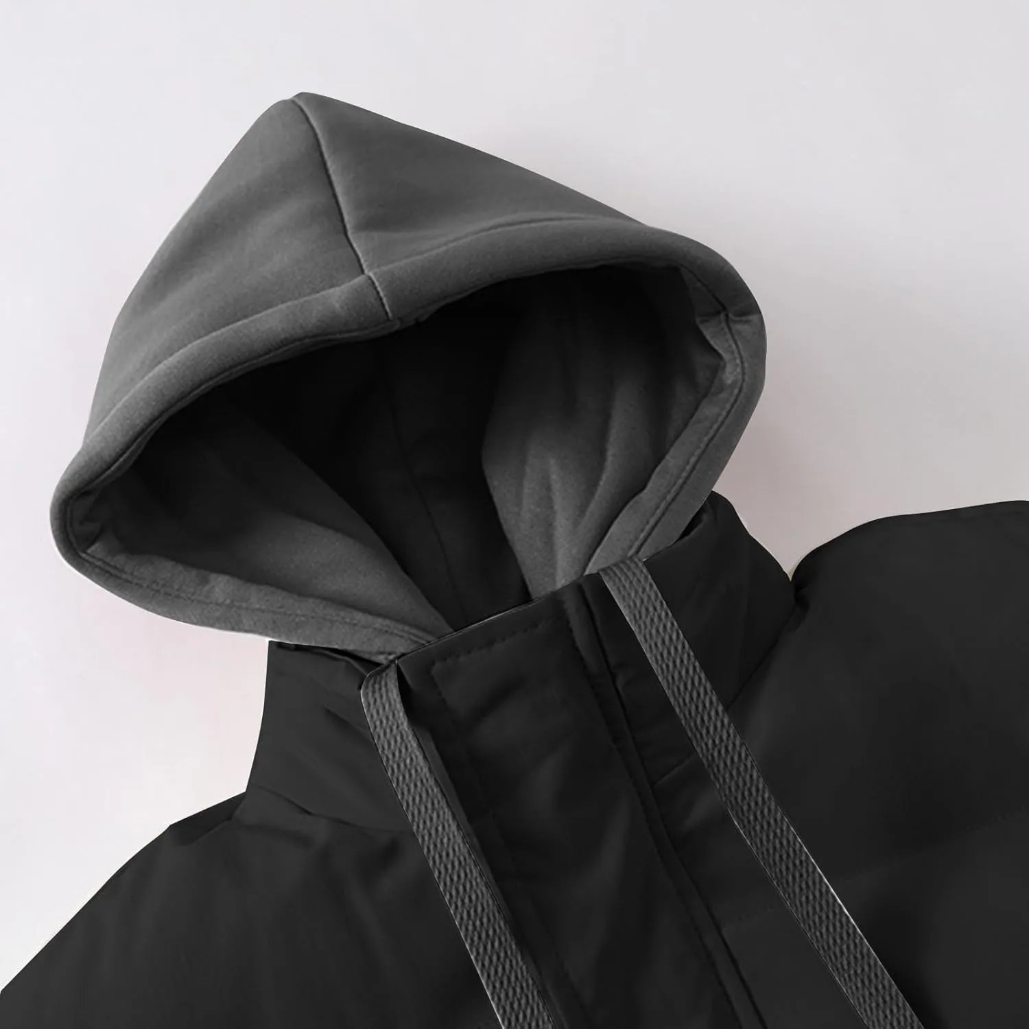 Mens Puffer Jacket with Hoodie Plus Size Down Coat Zip up Padded Coat Hooded Quilted Jacket Warm Winter Jackets
