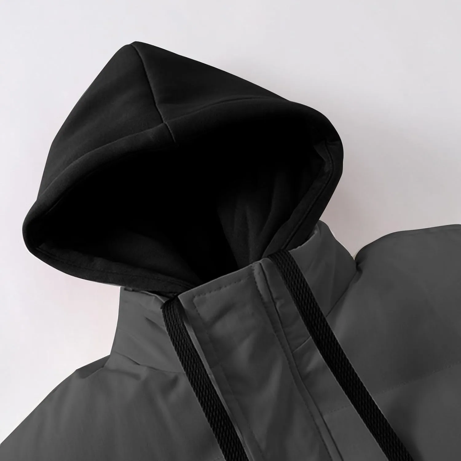 Mens Puffer Jacket with Hoodie Plus Size Down Coat Zip up Padded Coat Hooded Quilted Jacket Warm Winter Jackets