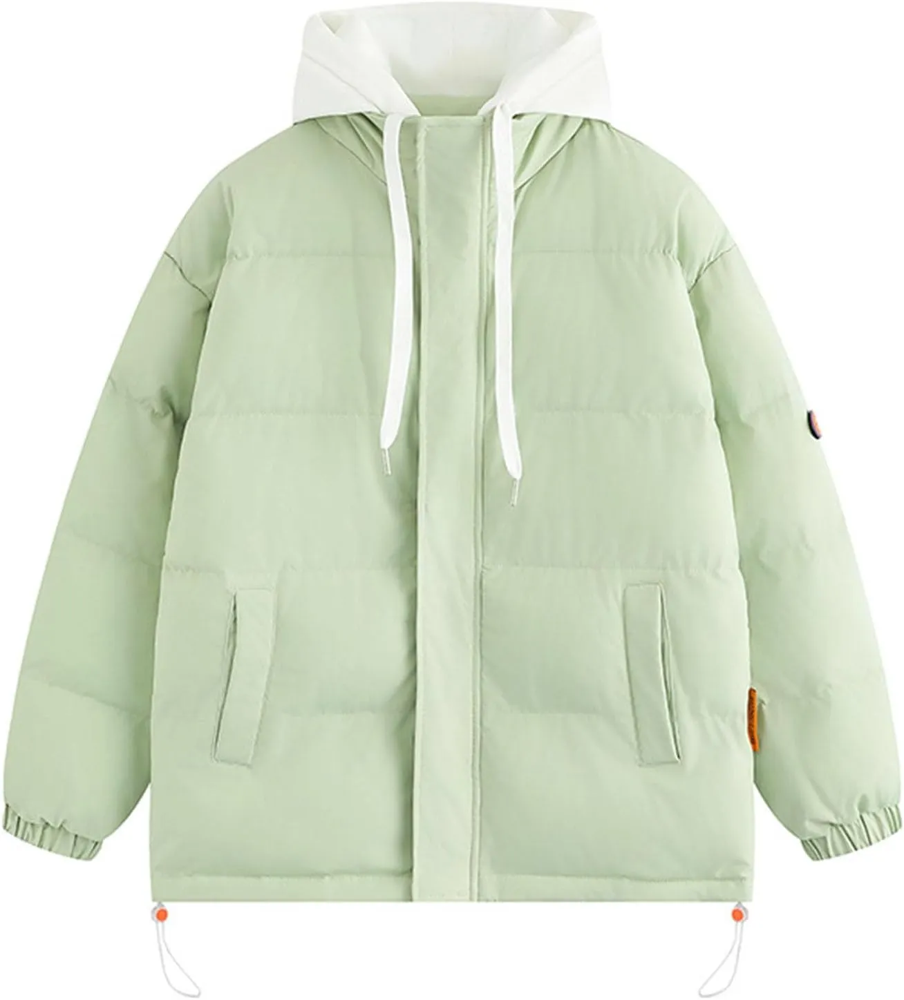 Mens Puffer Jacket with Hoodie Plus Size Down Coat Zip up Padded Coat Hooded Quilted Jacket Warm Winter Jackets
