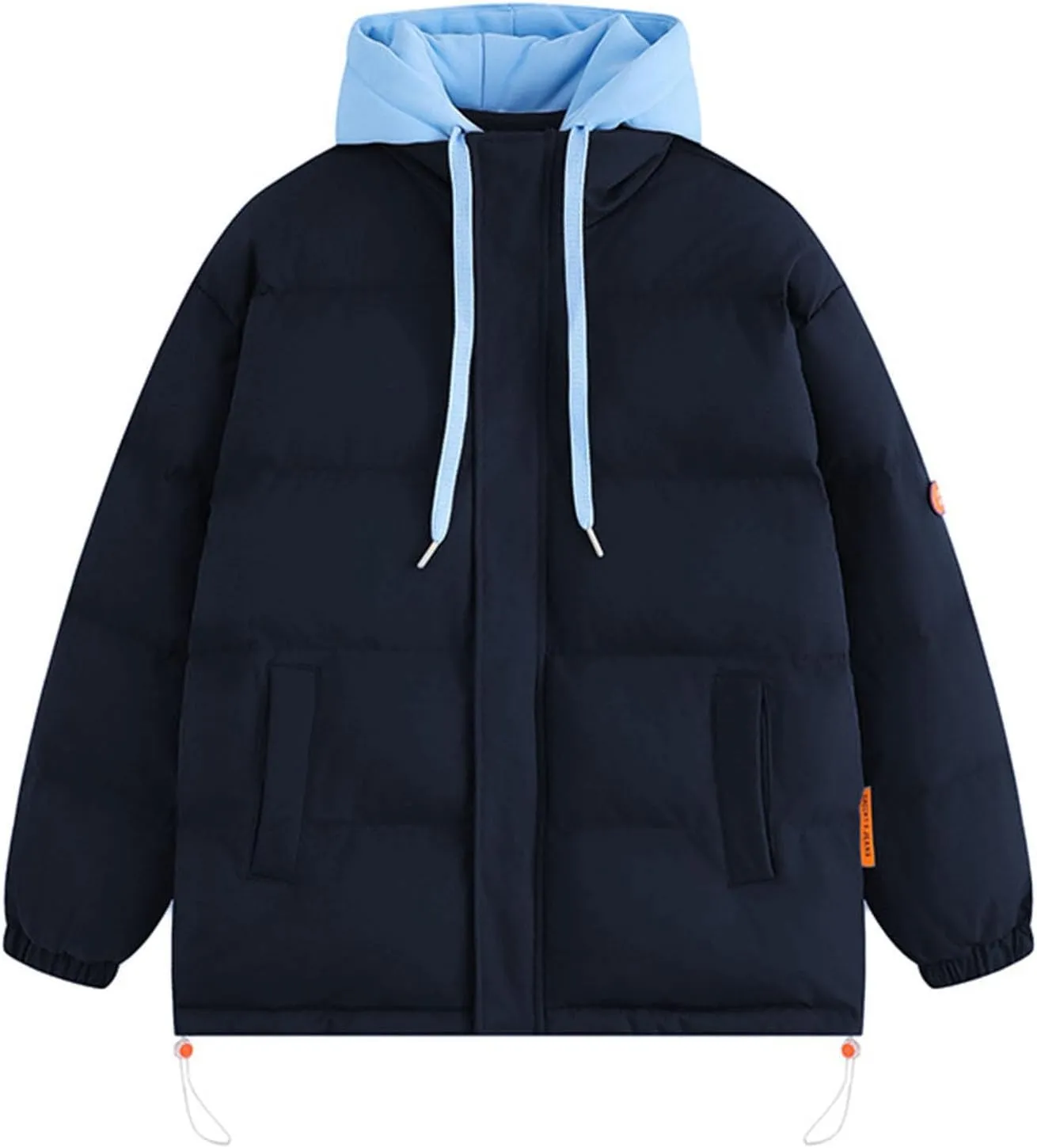 Mens Puffer Jacket with Hoodie Plus Size Down Coat Zip up Padded Coat Hooded Quilted Jacket Warm Winter Jackets